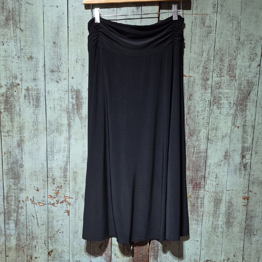 Krush Black Maxi A-Line Skirt with Ruched Detail